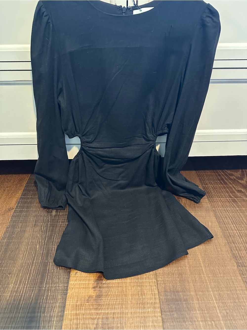 Black Cutout Long-Sleeve Mini Dress